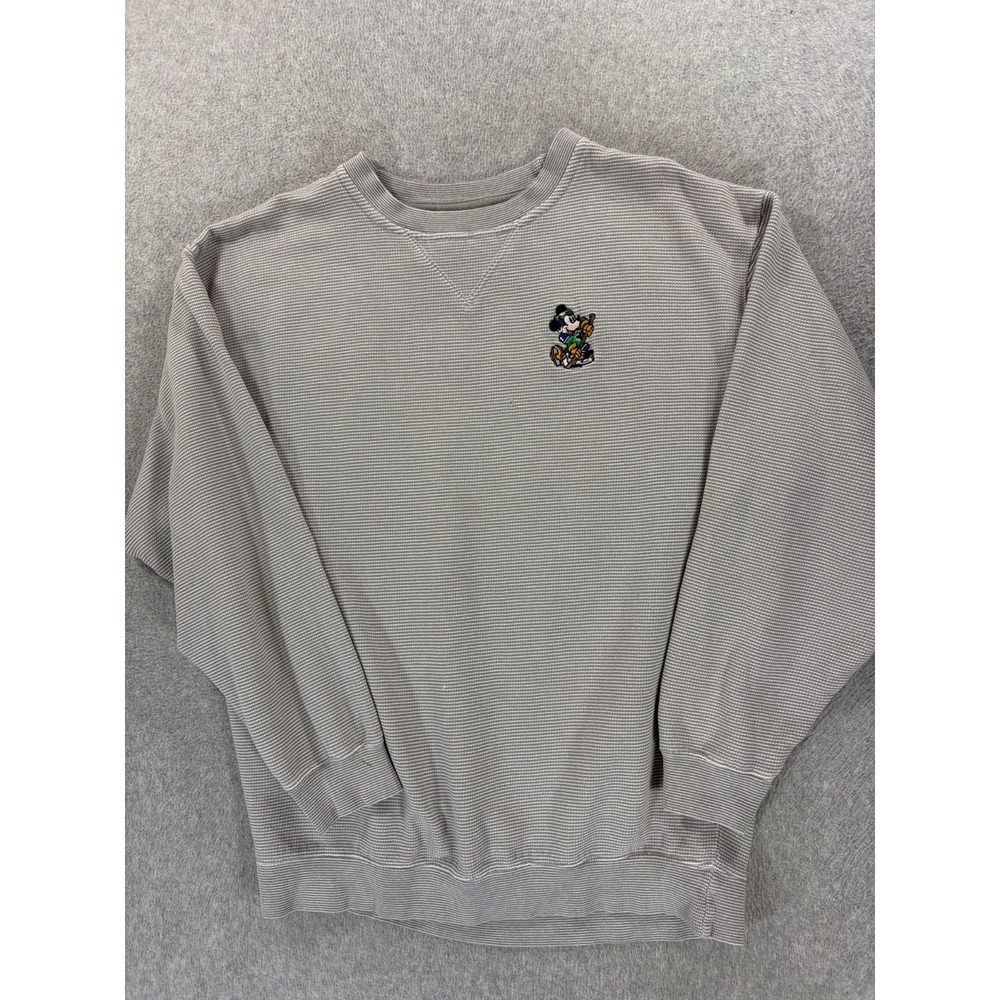 Walt Disney Mickey Mouse Stitched Logo HOCKEY Crew Sweatshirt (Men's Medium)
